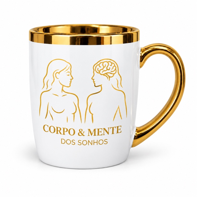 Caneca Corpo & Mente com alça dourada